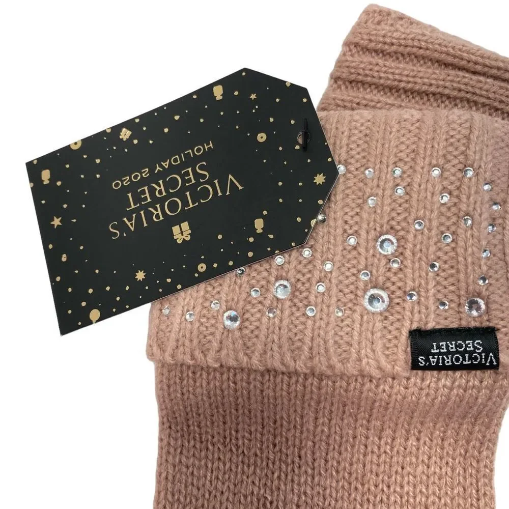 Victoria's Secret Women's Multicolor Knit Tech Gloves with Rhinestones, One Size